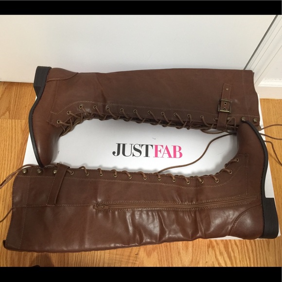 JustFab Knee High Combat Boots - Picture 6 of 6